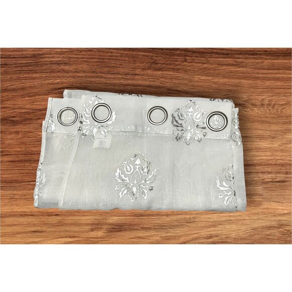 Dainty Home Set of 2 White & Silver Curtain Panels with Grommets 98" x 36" - Picture 1 of 9